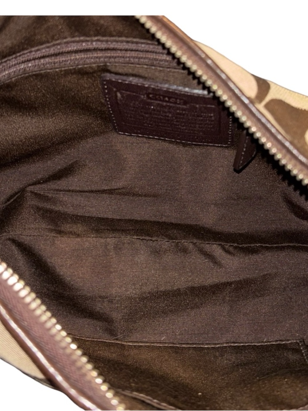 Coach Tan and Brown Signature Canvas Purse with Card Case - Picture 6 of 14